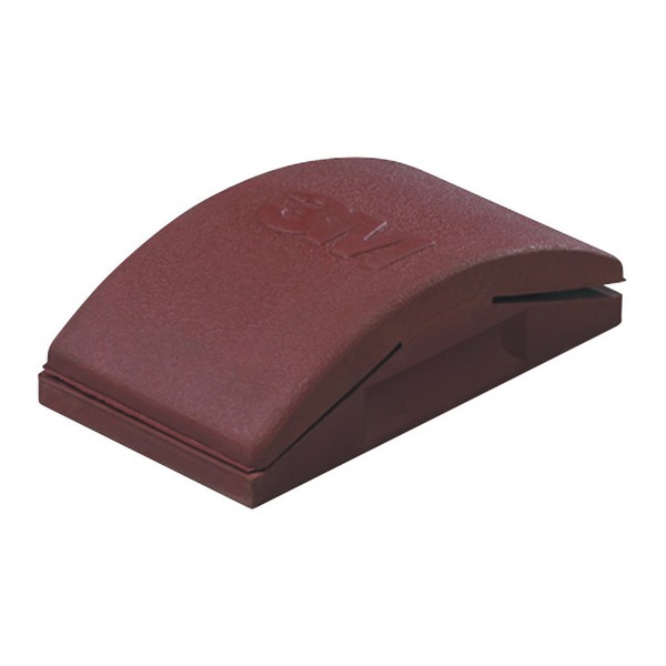 Sanding Block, Firm Density, 2-3/4 Inch Overall Width, 5 Inch Overall Length, Rubber Abrasive, Clip-On Attachment, Red