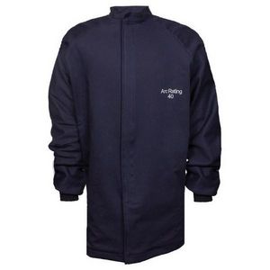 Arc Flash Coat, Series: C04UQUQ40, S Size, Navy, Westex® UltraSoft® Sateen, 37 to 41 in Chest, 32 in Length, 9 Oz Fabric Weight, Hook and Loop Closure, Resists: Flame, Specifications Met: ASTM F1506, CAT 4, CSA Z462, NFPA 70E, OSHA 1910.269