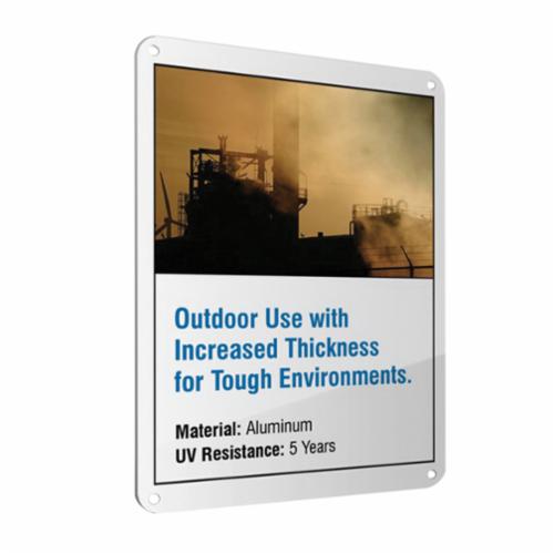 Custom Sign, Language: English, Text Legend, CAUTION FALL PROTECTION REQUIRED IN HOIST BAY AREA/OUTDOOR USE WITH INCREASED THICKNESS FOR TOUGH ENVIRONMENTS Legend, Aluminum, Surface Mounting, 7 in Height, 10 in Width