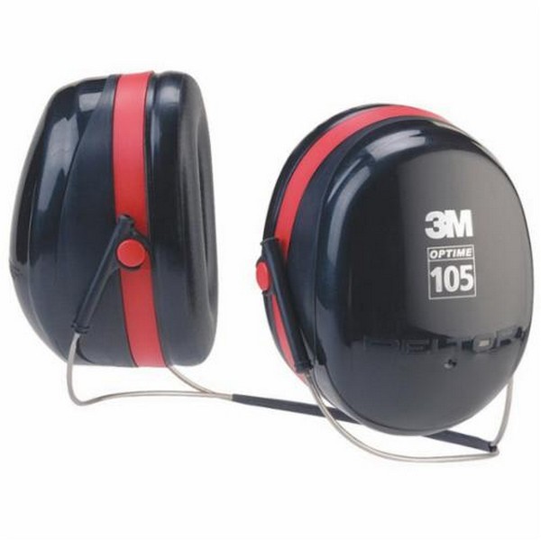 Ear Muffs, 29 dB Noise Reduction, Black/Red, Behind-the-Neck Band Position, ABS