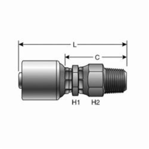 Hydraulic Coupling, Straight, 3/8 Inch x 1/2-14 Inch Hose ID, MNPTF Swivel, 1 Inch Hex Nut, Steel