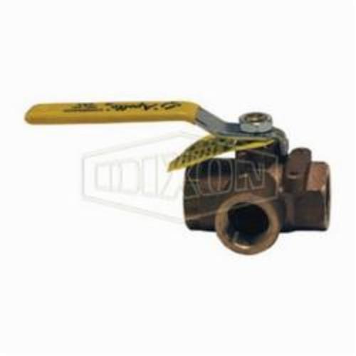 Diverter Ball Valve, 3-Way, 3/4 Inch Nominal, FNPT End Style, 400 psi Pressure, Standard Port, Media: Gasoline/Diesel Fuel, Chrome Plated Brass Ball, Brass Body, RPTFE Seat Trim