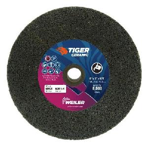 Grinding Wheel, Portable Snagging, Series: T1, 6 in Diameter Maximum, 1 in Head Thickness, 5/8 in Center Hole, Type 1 Shape, 16 Grit, HZR16-R Grade, Aluminum Oxide Abrasive, 8000 RPM Maximum, Synthetic Resin Bond, Arbor Hole Attachment