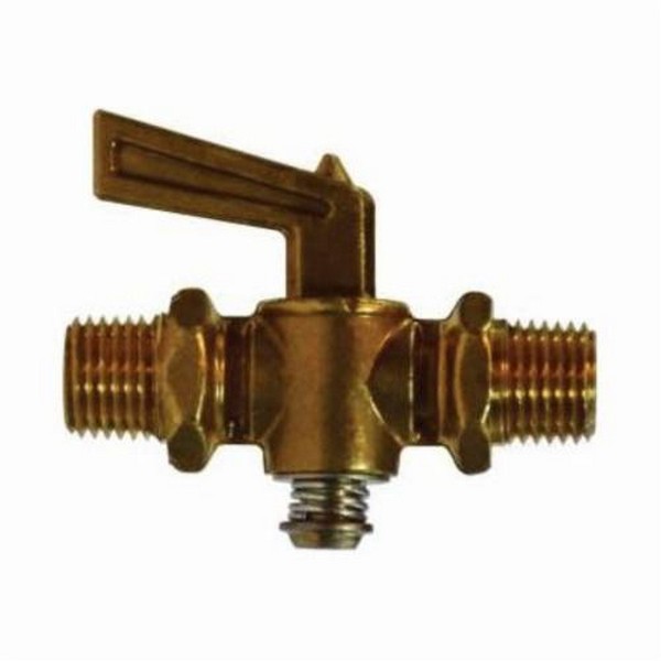 Shut-Off Cock, 3/8 Inch Nominal, MNPT End Style, 30 psi Pressure, 0.82 Inch Hex, Media: Natural Gas/LP Gas, Forged Brass Body, 2.24 Inch Height x 2.43 Inch Width Dimensions