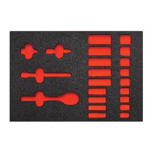 Foam Tray, For Use With: J52134 Tool Set and 22-Piece 6-Point 3/8 in Drive Full Polish Socket Set with Classic Pear Head Ratchet, Polyethylene Foam, Black/Red, 11 in W x 16 in D x 1-1/4 in H Dimensions