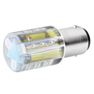 Lamp, Series: 8WD, 5 W Wattage, 24 VAC/VDC, LED Lamp, BA15D Lamp Base, Specifications Met: EAC, C-TICK, CE Certified, UL Listed, ABS, PRS, RINA, Clear, 45 mm H x 20 mm W Dimensions