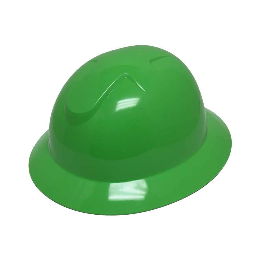Hat, Cap Style, Universal Size, Hi-Viz Green, Polyethylene, 6-Point Suspension, ANSI Electrical Class Rating: Class C, ANSI Impact Rating: ANSI Z89.1 Type 1, Slotted: Yes, Ratchet Adjustment