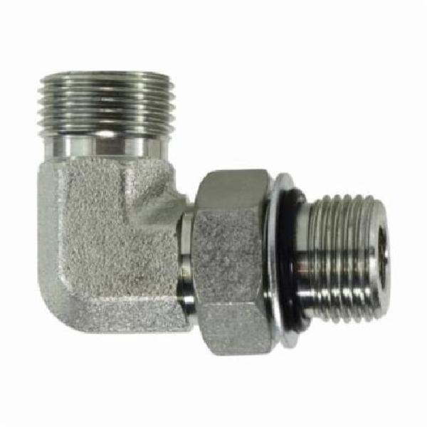 Elbow Connector, 1-3/16-12 x 1-1/16-12 Nominal, MORSF x Male ORB, 6000 psi, Steel