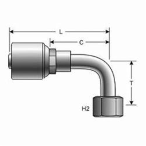 Hydraulic 90° Elbow, 3/8 Inch Hose ID, 24 mm Hex Nut, 2.87 Inch Length, Steel