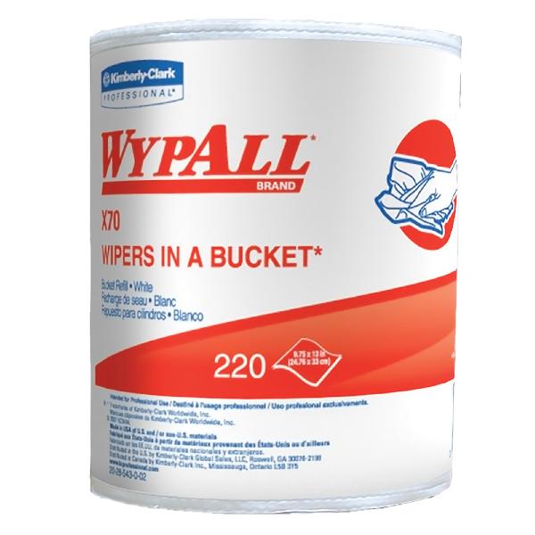 Disposable Wiper, Series: X70, 13 in Width, 9-3/4 in Length, White, Hydroknit*, Refill Packing, 1 Ply
