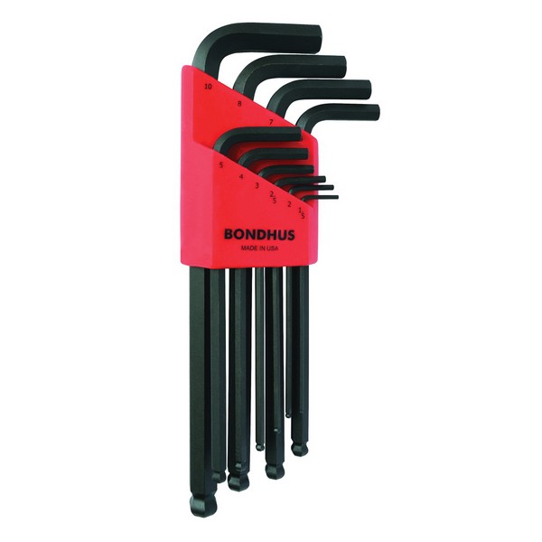Hex Key Set, Ball End Long, Measurement System: Metric, 10 Piece, Hex Drive, 1.5 to 10 mm Hex, L-Handle Handle, Protanium® High Torque Steel, ProGuard™
