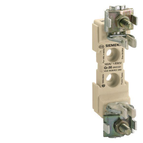 Fuse Base, For Use With: LV HRC 690 VAC NH00 Fuse Systems, Plastic/Ceramic, 34 mm W x 60 mm D x 128 mm H