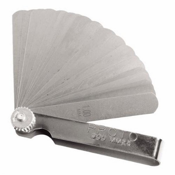Feeler Gauge Set, Short Blade, 1/2 x 3-5/16 in Blade, 25 Piece, Steel Holder