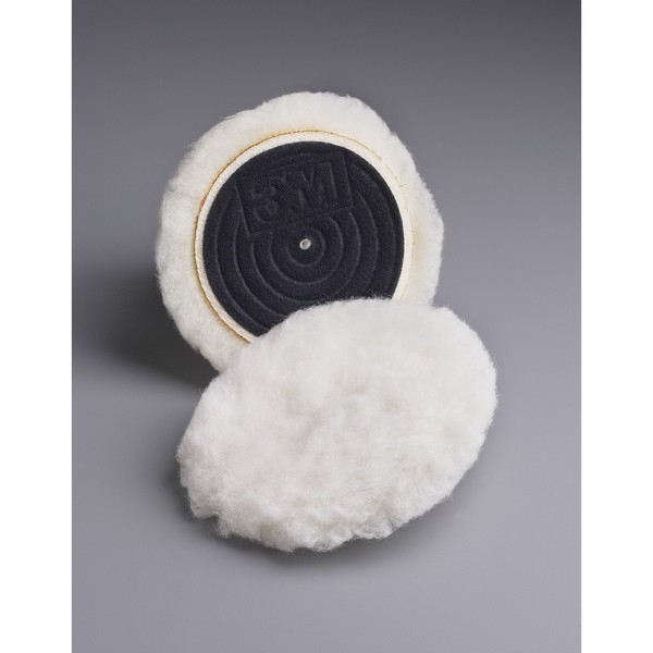 Buffing Pad, Knit II Regular, Hook and Loop Attachment, 3 Inch Overall Diameter, 0.94 Inch Thickness , Wool Pad, 15/16 Inch Pile, White