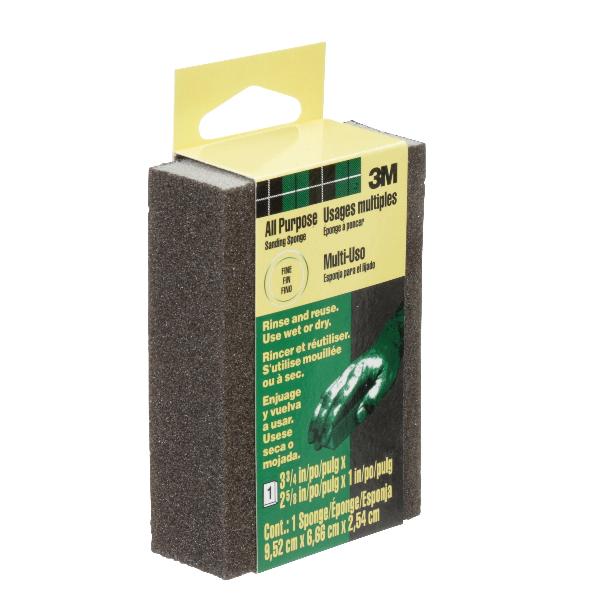 Sanding Sponge, 3 Inch Overall Length, 42 Inch Overall Width, Fine Grade, 4 Abrasive Sides