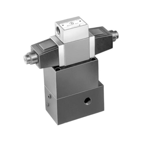 Solenoid Valve, Pilot Operated Pump Mounted, 3/8 in NPTF Port, 10000 psi Pressure, 5 gpm Flow Rate, 3-Port/3-Way Ports/Ways, Media: Oil, Solenoid Actuation, Aluminum Body, 8.3 in L x 2.5 in W x 6.2 in H Dimensions