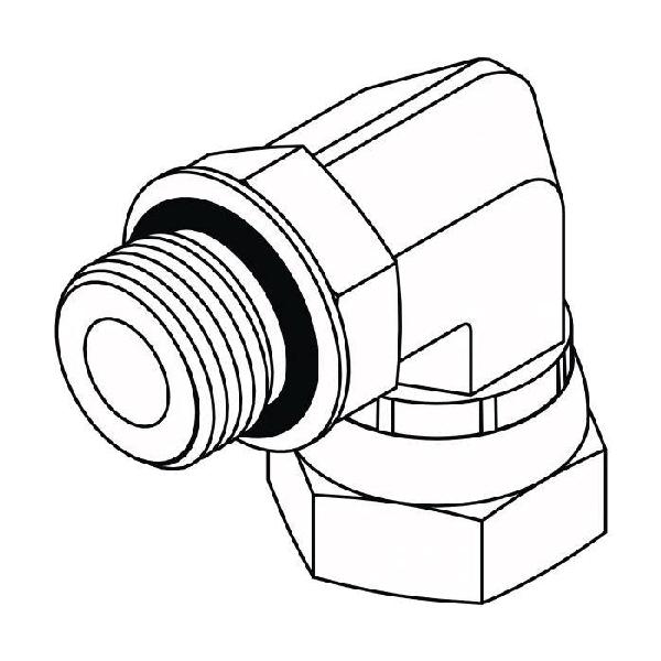 Hydraulic 90° Elbow, 3/4-16 Inch Male O-Ring, 1/2-14 Inch Female Pipe Swivel, Steel