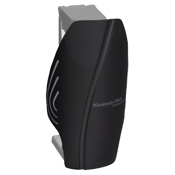 Air Freshener Dispenser, Continuous, 5 in Overall Length, 2.8 in Overall Width, 2.4 in Overall Height, Wall Mounting, Plastic, Black Finish/Color, Import