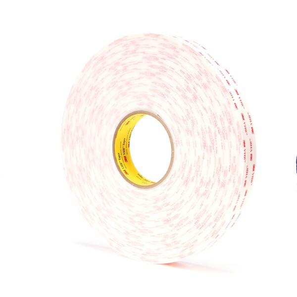 Double Sided Bonding Tape, 36 yd Length, 1 Inch Width, 45 mil Thickness, White, Multi-Purpose Acrylic Adhesive, Acrylic Foam Backing, 300 °F Maximum Operating, 200 °F Minimum Operating