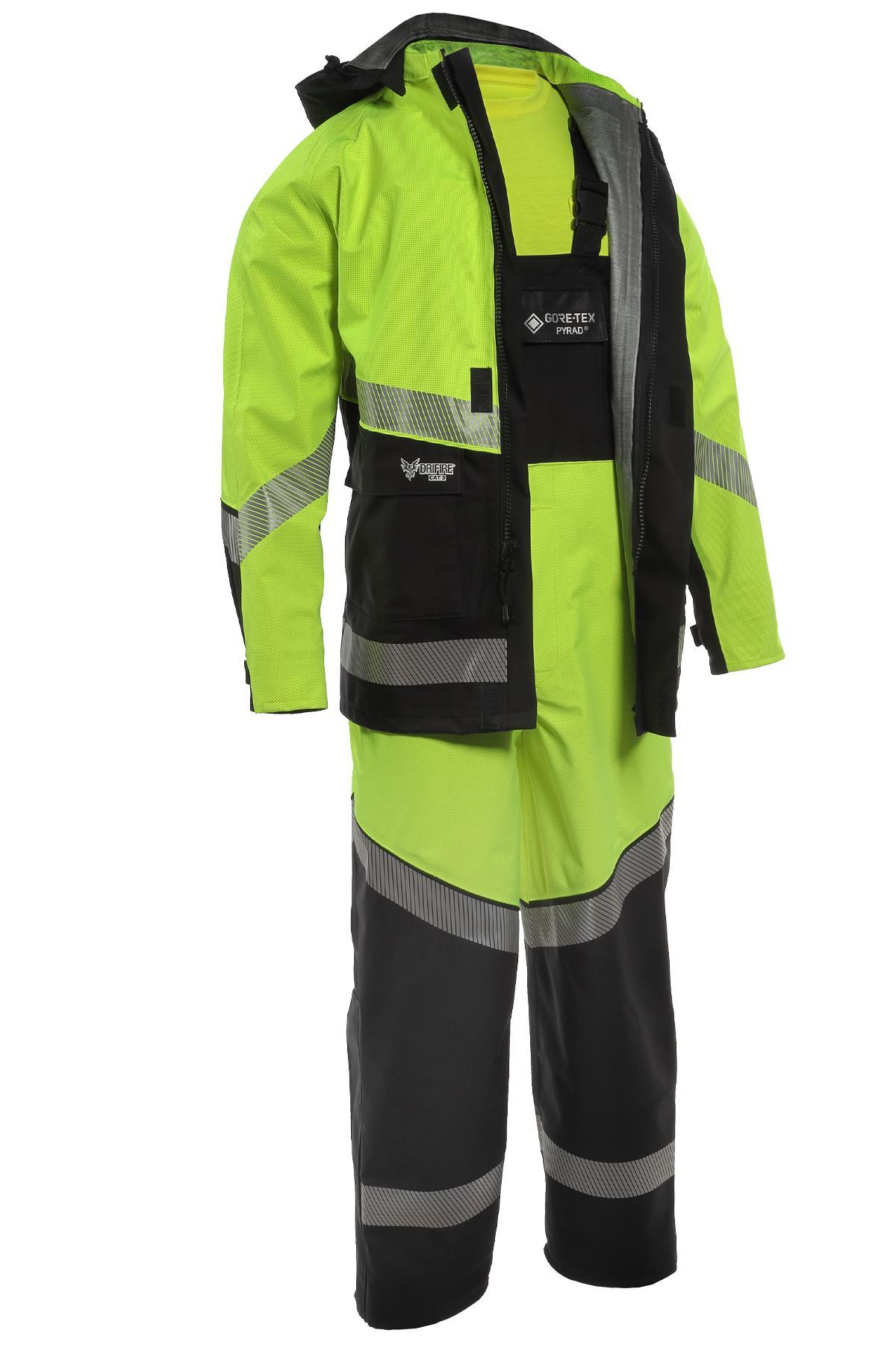 Extreme Weather Kit, Specifications: Zipper Closure, Hazard Risk Category (HRC): 3, 31 cal/sq-cm Hood/Face Shield Max Arc Flash, 31 cal/sq-cm Garment Max Arc Flash, Specifications Met: NFPA 70E, ANSI/ISEA 107 Type R Class 3, ASTM F1891, ASTM F2733, CSA Z462, OSHA 1910.269, Bib Coverall Garment, Small Size, Fluorescent Yellow/Black