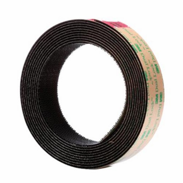 Hook and Loop Fastener Tape, Low Profile Mushroom Shaped Reclosable Trial Bag, 10 Foot Length, 1 Inch Width, 0.098 Inch Thickness Engaged, Black, Low Surface Energy Acrylic Adhesive, Polypropylene Backing, 158 °F Maximum Operating, Specifications Met: ASTM E-162