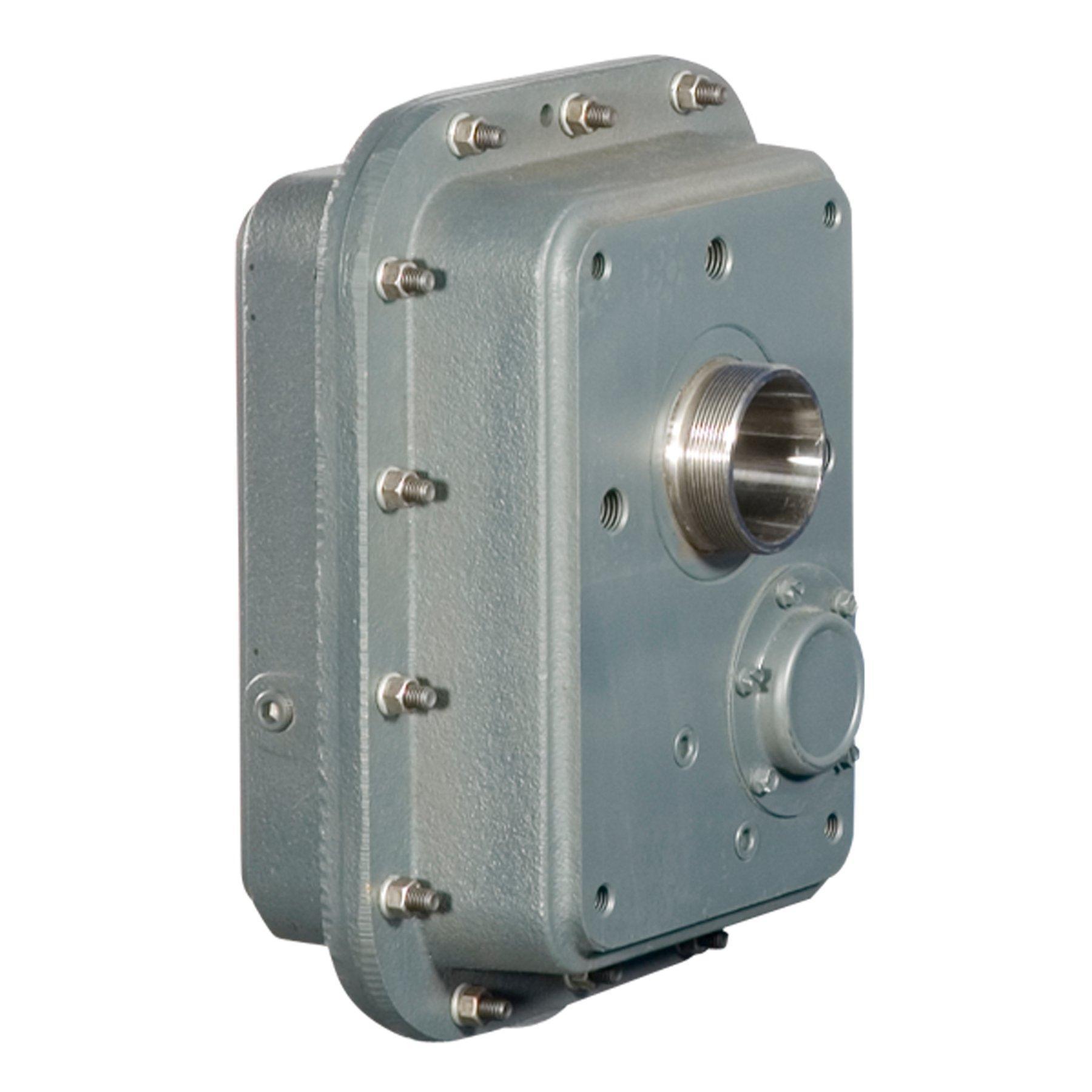 Basic Drive, J-Unit, Series: 5000, 5:1 Gear Ratio, Solid Shaft Input, 1-3/8 in Input, 2-3/16 in Output, 350 RPM Output Maximum Speed, 4.07 in Centre Distance, Cast Iron, 11.64 in L x 12.22 in W x 14.89 in H