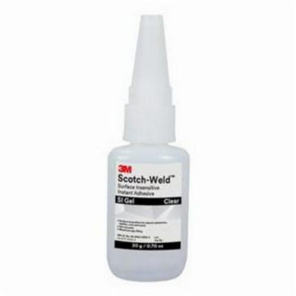 Instant Adhesive, Surface Insensitive, Series: SI Series, Tube Container, 20 g Container, Ethyl Hybrid Base, 30 to 60 s Setting, 24 hr at 72 °F Curing, Clear