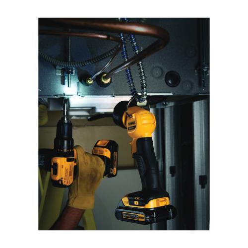 Work Light, Cordless Rechargeable, 101 to 500 Lumens, 20 VDC, Lithium-Ion Battery, Plastic Housing Material, 6 in L Dimensions