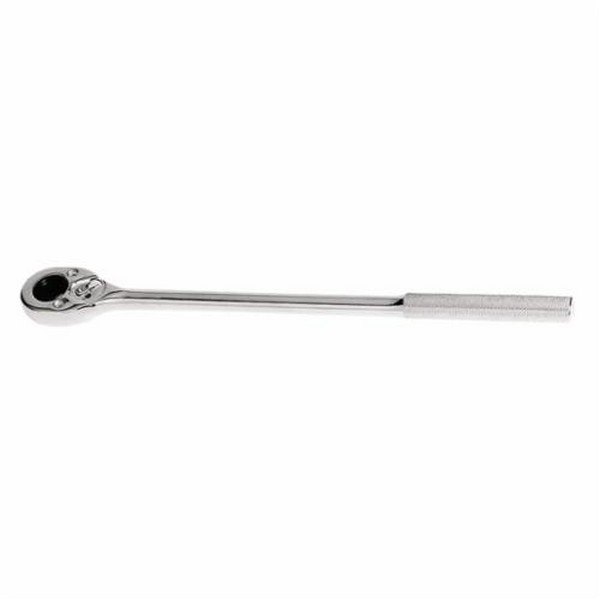 Hand Ratchet, Female Drive Non-Insulated, Measurement System: Imperial, 1/2 in Drive, 16 in Overall Length, Pear Head Shape, 4˚ Minimum Arc Swing, 24 Geared Teeth, Knurled Slip Resistant Grip/Long Handle, Specifications Met: ASME B107.500, Federal GG