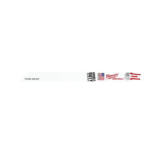 Reciprocating Saw Blade, Thin Kerf Profile, Series: SAWZALL®, 9 in Length, 3/4 in Width, 0.035 in Thickness, 14 TPI, 1/2 in Tang, Universal Tang, Bi-Metal Cutting Edge