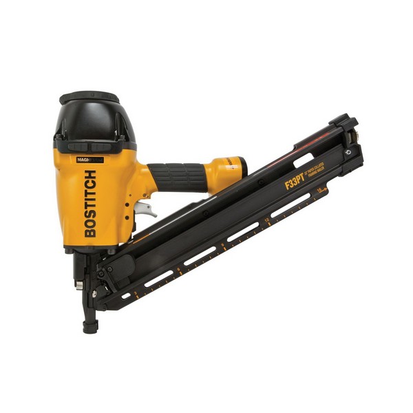 Framing Nailer, Pneumatic Clipped Head, Tool/Kit: Tool, 0.113 to 0.162 Inch Diameter x 2 to 3-1/2 Inch Length Fastener, 30 °Collation, 80 Magazine, Bottom Load Loading, Contact/Sequential Actuation Trigger, Non-Marring Tip, 8.7 cfm Air Flow, 120 PSI Air