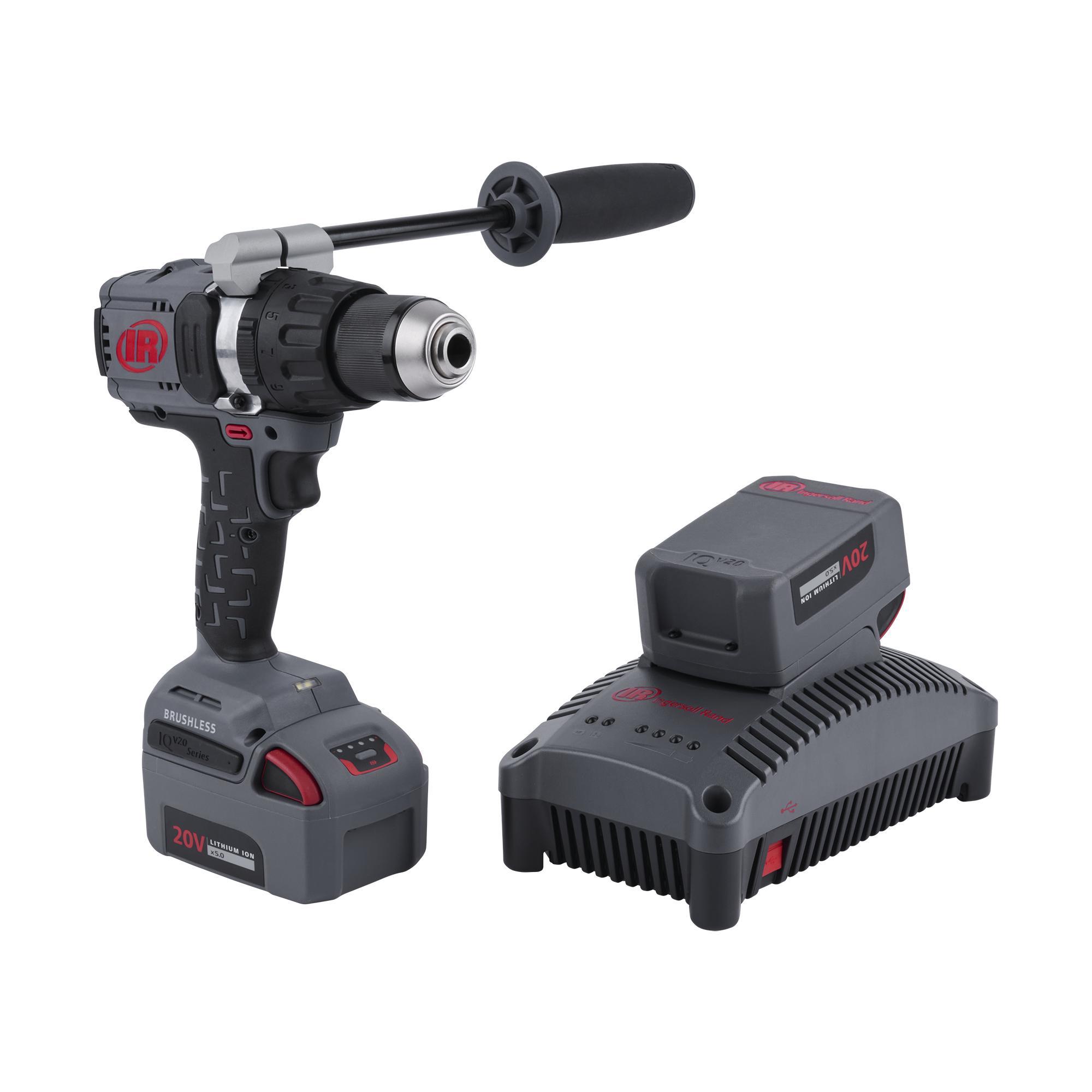 Drill, Bare Tool/Kit: Kit, Cordless, 1/2 in Chuck, Keyless Chuck, 2 Speed, 1100 in-lb Torque, 20 V, Li-Ion Battery, Yes Reversible, Pistol Grip Handle, 11 in H x 3.1 in W x 7.8 in L Dimensions