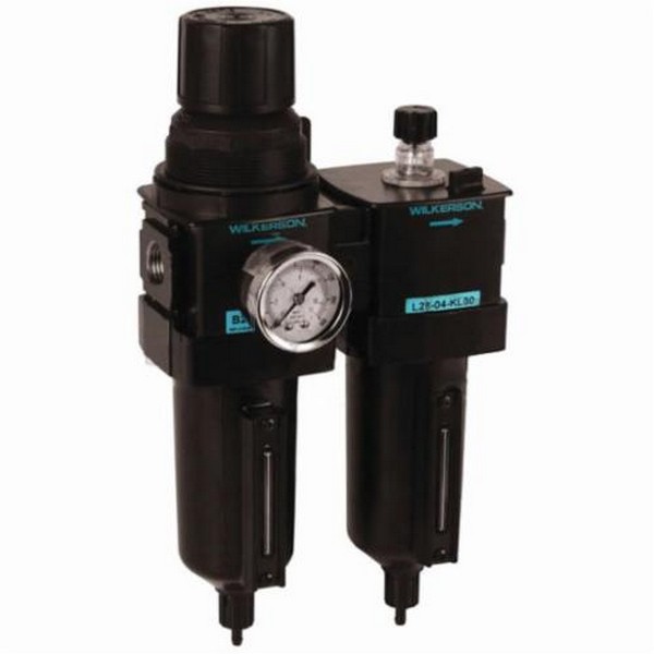 Combination Unit, Series: D28, 1/2 Inch Port, 110 scfm, Aluminum Bowl, 0 to 125 psi Adjustment, Zinc