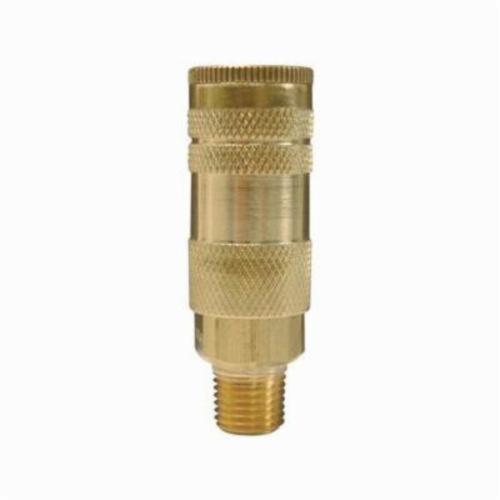 Quick Connect Coupler, Lincoln Air Chief, 1/4 Inch Nominal, Quick Connect Coupler x MNPT End Style, 3/4 Inch Hex, 2.62 Inch Length, 300 psi Pressure, -40 to 250 °F, Brass, 0.9 Inch Outside Diameter, Domestic