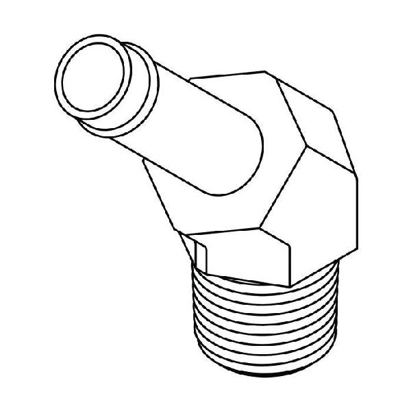 Elbow, Series: 4503, 1/4 in x 1/4-18 Nominal, Beaded Stem x MNPT End Style, 45 deg Angle, Steel, Trivalent Chromate Plated, Silver