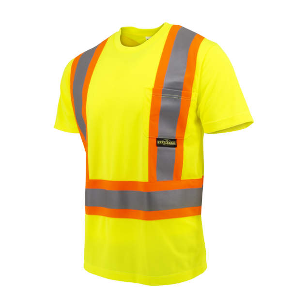 Safety T-Shirt, Short Sleeve, Series: ST11X-2PGS, Hooded (Yes/No): No, XL Size, Hi-Viz Green, Wicking Polyester Mesh, 30 in Length, Pullover Closure, 1 Pockets
