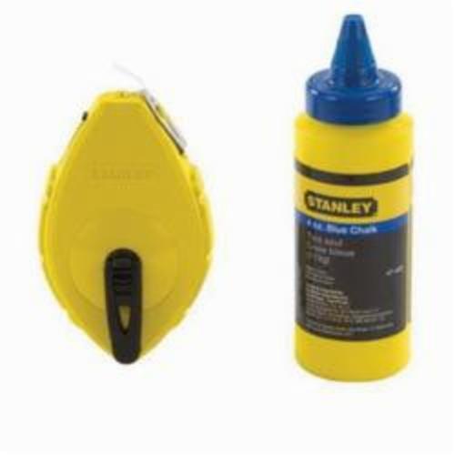 Chalk Line Reel, 100 ft Line Length, Polymer Line, Blue Line, 4 oz, Folding Recessed Plastic Crank Handle, Sliding Side Door, 3:1 Gear Ratio, ABS Case, Black/Yellow Case