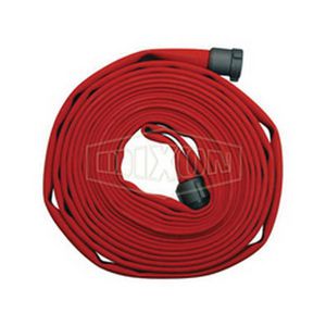 Color Impregnated Fire Hose, Single Jacket, Series: 500, 1-1/2 Inch Nominal, NPSH, 50 ft Length, 225 psi Working, 70 °F Ambient, Polyester, Red, Domestic