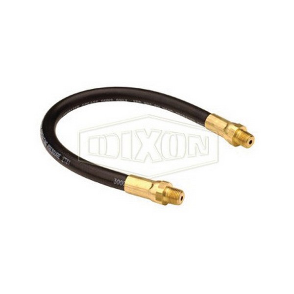 Grease Whip Hose Assembly, For Use With: Hand Grease Gun, 1/8-27 MNPT, Brass, 6-7/8 in
