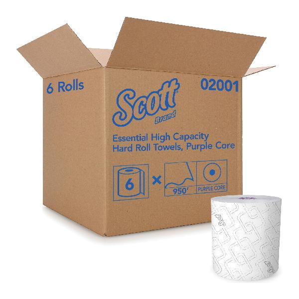 Towel, Hard Roll, Series: Essential, 7 in Dia Size, 8 in Width, 950 ft Length, 1.75 in Core, White, Paper, Roll Package Type, 1 Ply
