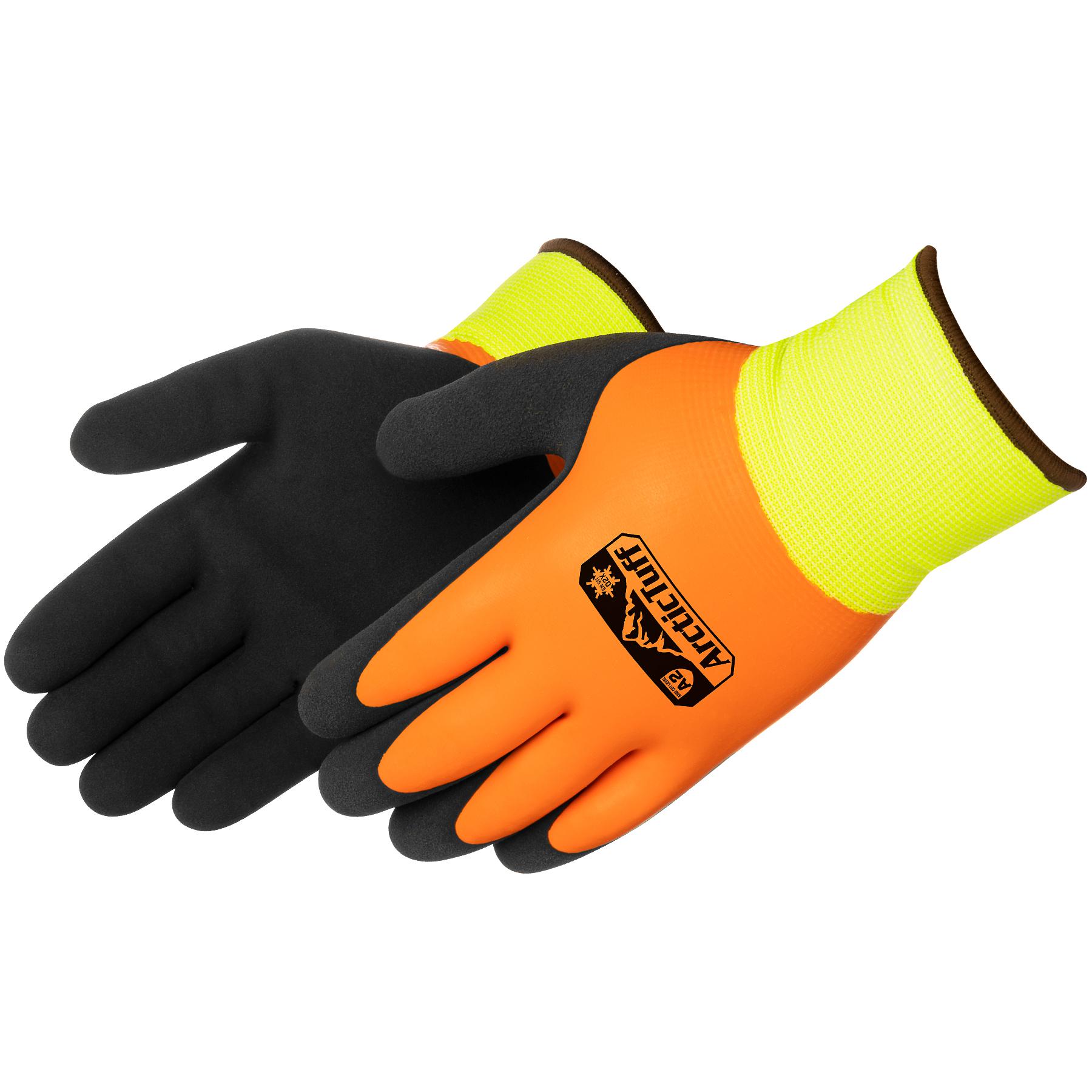 Glove, Series: F4783HV, Sandy Latex Palm, Polyester, Black/Orange/Hi-Vis Green, Seamless Style, Knit Wrist Cuff, ANSI Cut-Resistance Level: A2, ANSI Puncture-Resistance Level: 2, Resists: Abrasion/Cut/Puncture/Tear
