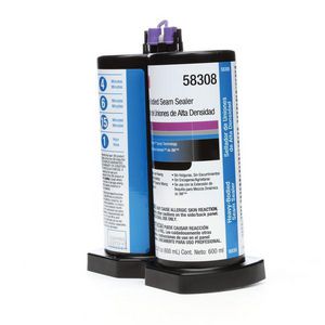 Seam Sealer, 2-Part Heavy Bodied, 600 mL Container, Cartridge Container, Paste Form, Black, Chemical Composition: Mercaptan-Terminated Epoxy Curing Agent NJ 800938-5952, Dimethyl Siloxane, Reaction Product with Silica, Ethylene Glycol, Triethylenetet