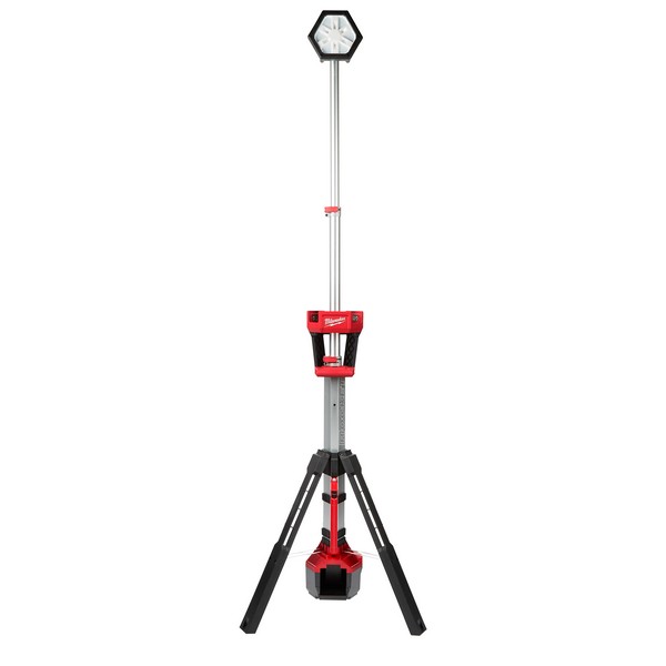 Cordless Tower Light, Dual Power, 7-1/2 in L x 8 in W x 40-1/2 in H Size, 18 VDC, 2500 Lumens, LED Lamp, 12 hr Average Life, 7 ft Raised Height, Plastic, Black/Red