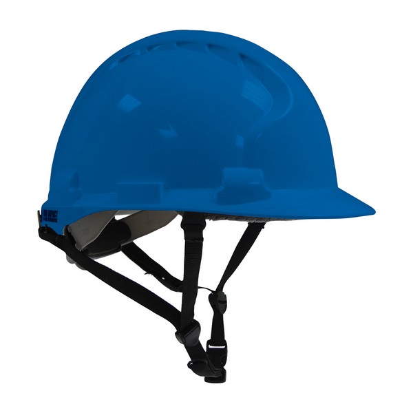 Hard Hat, Series: MK8 Evolution®, Unisex, Fits Hat Size: 6-5/8 to 8 in, Blue, HDPE Shell/Expanded Polystyrene Liner, 4-Point Chin Strap/Polyester Strap Suspension, Class E, Type II