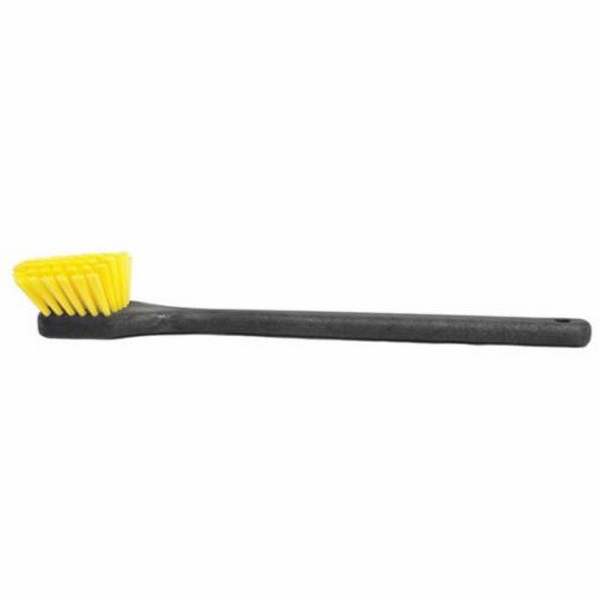 Utility Scrub Brush, Long Handle, Foam Block, Polyethylene Terephthalate Trim, Yellow Trim Color, Foam Handle, 20 in Overall Length