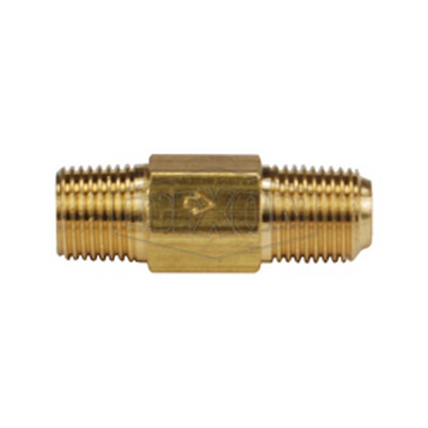 Disposable In-Line Nipple Filter, 40 micron Filter, 1/2 Inch Nominal, 7/8 Inch Hex, 50 scfm Flow Rate, 300 psi Pressure, MNPT Connection, Brass, 2 Inch Length, Domestic