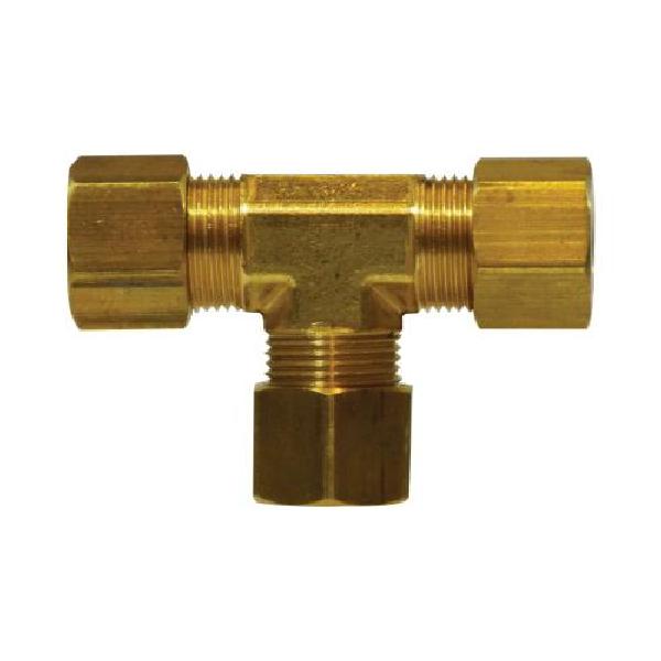 Tube Tee, Tee, 3/8 Inch Nominal, Compression, 200 psi, -65 to 250 °F, CA377 Brass, Forged, Import
