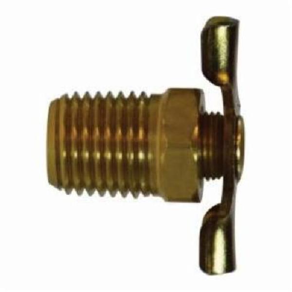 Drain Cock, Internal Seat, 3/8 Inch Nominal, MIP End Style, 150 psi Pressure, 0.68 Inch Hex, Media: Air/Fluid/Water, Brass Body, 1.34 Inch Length Dimensions