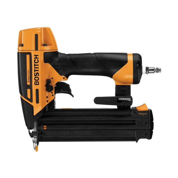Brad Nailer Kit, Pneumatic, Tool/Kit: Kit, 0.09 in Dia x 2-1/8 in L Fastener, Glue Collation, Straight Collation, 100 Magazine, Side Load Loading, Contact/Selectable/Sequential Actuation Trigger, Non-Marring Tip, 120 psi Air, 1/4 in Air Inlet, Rear E