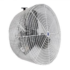 Air Circulator Fan, 1-Phase Fixed High Velocity, 7860 cfm, 1750 RPM Speed, 1/2 HP Power, 115/230 VAC, 4.8/2.4 A, 50/60 Hz Frequency, 1 Speed, 3 Blades, Direct Drive Control, Aluminum Blade, Deep Guard, Powder Coated Steel Housing Material, Ceiling Mo